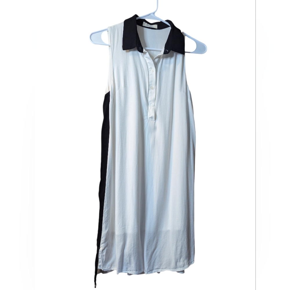 Elodie Black and White Collared Blouse